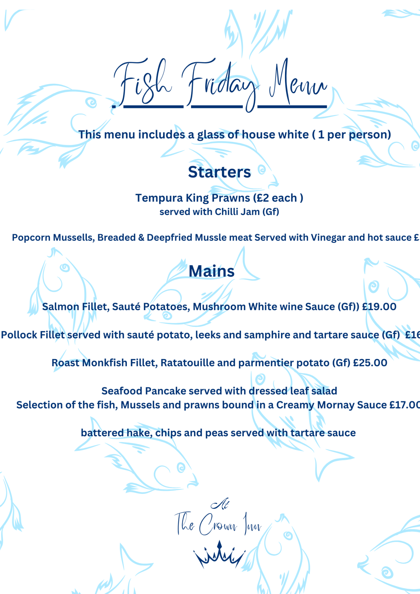 Fish Friday Sample Menu